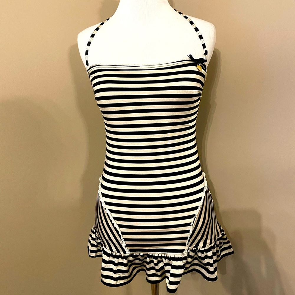 Women’s Juicy Couture Boudoir Striped One Piece Swimsuit Size Small